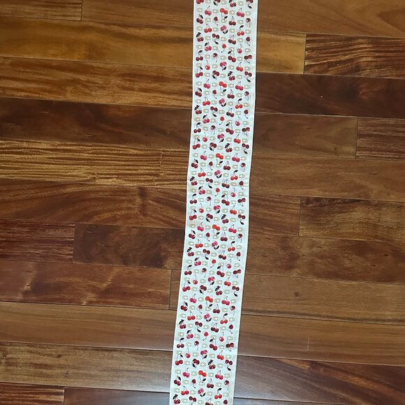 COACH SCULPTED C CHERRIES PRINT SILK WIDE SKINNY SCARF:NWT CDG77 - Picture 6 of 9